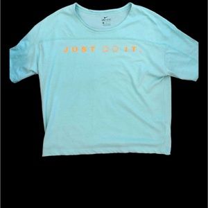 Nike Logo Crop Top (Light Teal)-Women’s